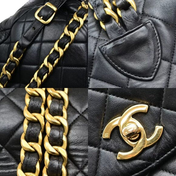 CHANEL CC Logo DUMA Matelasse Chain Backpack Bag Leather Black Vintage 889RK991 main image 15
